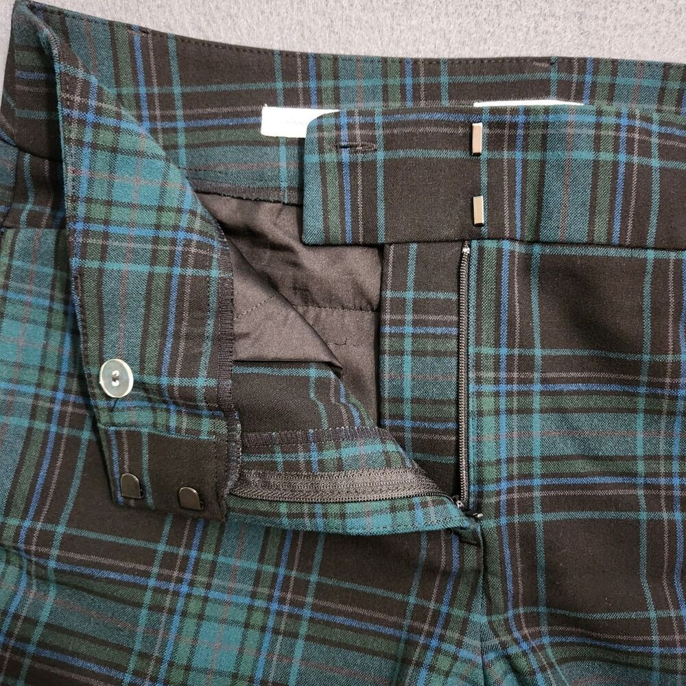 LOFT Outlet Pants Women 12 Green Tartan Plaid Mid Rise Skinny Ankle - Picture 5 of 12